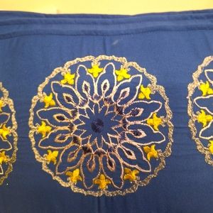 Two Tourquoise Pillow with 3 Circles W/ Embroidery